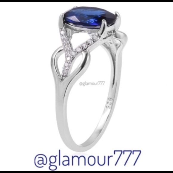 🛍Blue Sapphire CZ Sterling Silver Ring - Picture 2 of 6